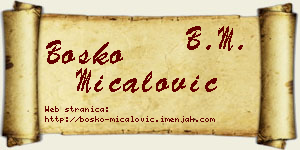 Boško Mićalović vizit kartica